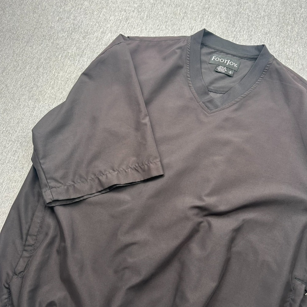 Footjoy Short Sleeve Golf Pullover Vneck Rain Windbreaker Mens Small Black *FADE
